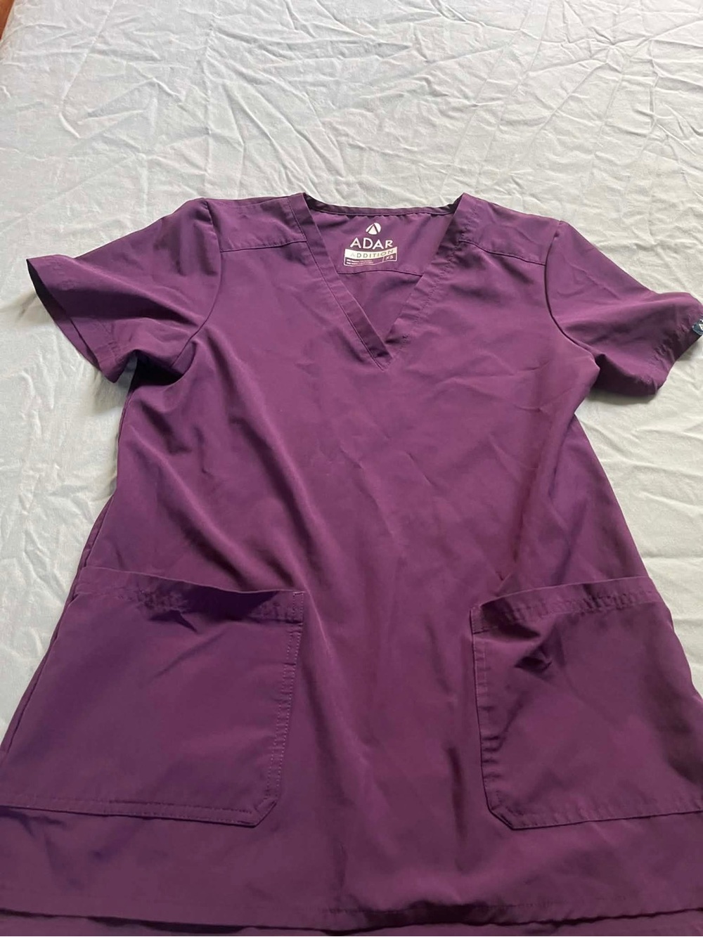 Adar Women’s V-Neck Scrub Top in Plum Size XS